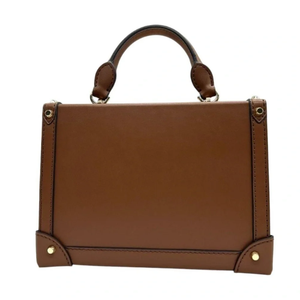Michael Kors Tan Brown Straw Satchel with Pineapple Embroidery